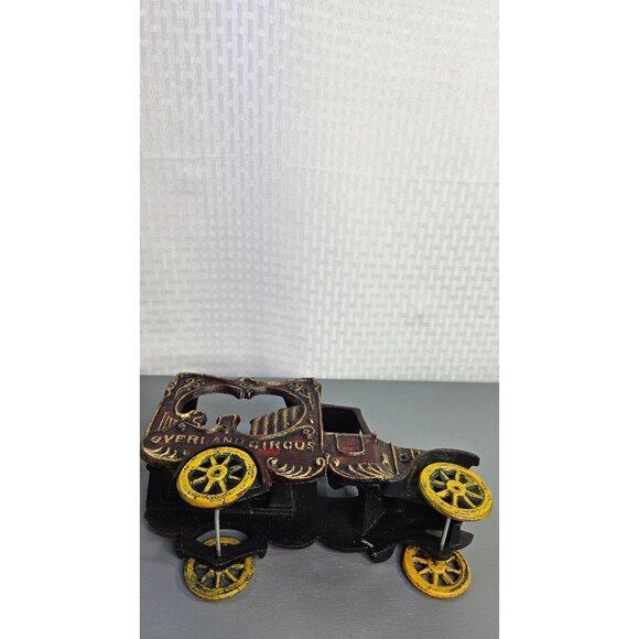 Vintage Cast Iron Overland Circus Elephant Cage Toy Truck Brown & Yellow - Picture 7 of 10